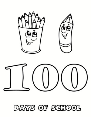 Página para Colorir 100 Dias de Escola