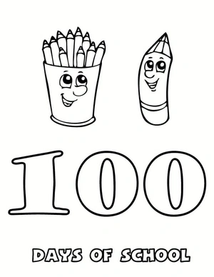 Página para Colorir Página para Colorir 100 Dias de Escola