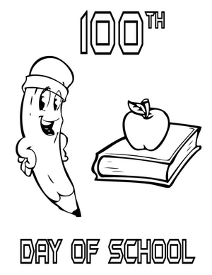 Página para Colorir Página para Colorir para Crianças Celebrando o 100º Dia de Aula