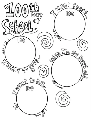 Página para Colorir Rabisco para o 100º Dia de Aula