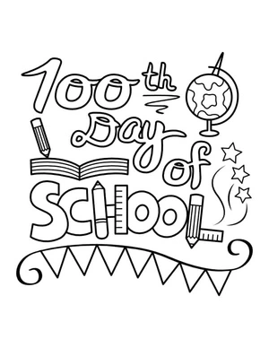 Página para Colorir Página para Colorir do 100º Dia de Aula para Imprimir