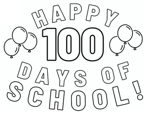 Página para Colorir Material para Celebrar 100 Dias de Aula