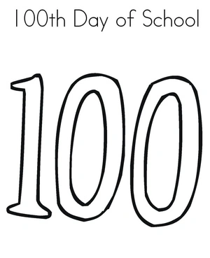 Página para Colorir Material para o 100º Dia de Aula