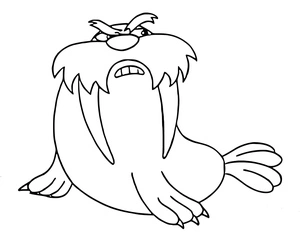 Página para Colorir Morsa Hercule com um Bigode Elegante