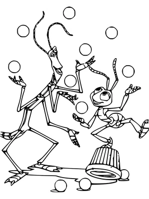 Página para Colorir Slim e Flik de Vida de Inseto