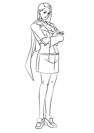 Página para Colorir Mia Fey, Ace Attorney