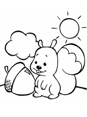 Página para Colorir Esquilo Adorável com Bolota
