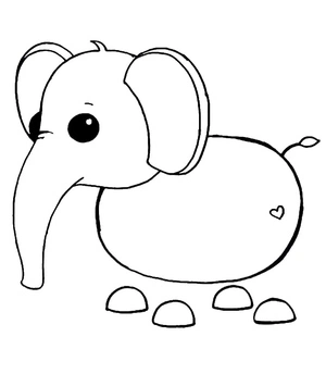Elefante do jogo Adopt Me, fácil página para colorir de Adote-me, imprimível grátis