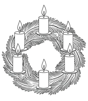 Página para Colorir Coroa do Advento com Velas