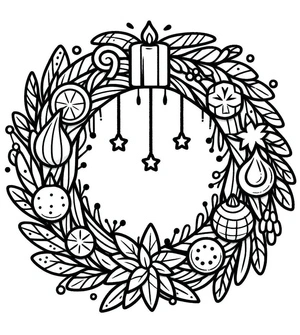 Página para Colorir Guirlanda Aconchegante de Advento