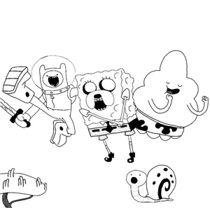 Página para Colorir Hora de Aventura com Bob Esponja