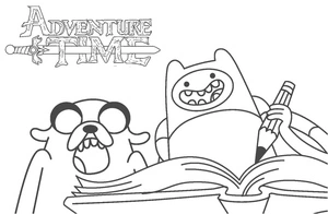 Página para Colorir Jake e Finn de Hora de Aventura