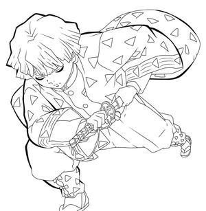 Zenitsu, o Magnífico Coloring Page