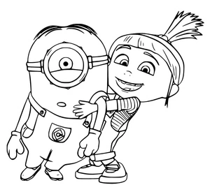 Página para Colorir Agnes de "Meu Malvado Favorito" Abraça um Minion