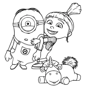Página para Colorir Agnes Abraçando um Minion