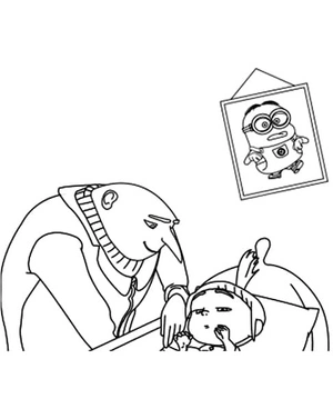 Página para Colorir Gru acompanhado por Agnes - Título Alternativo