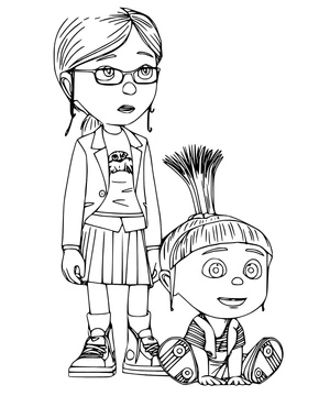 Página para Colorir Margo e Agnes Gru