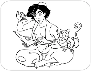 Página para Colorir Página para Colorir do Aladdin para Crianças