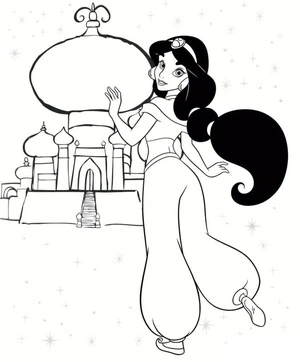 Página para Colorir Castelo com Jasmine