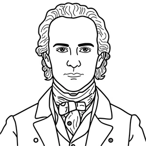 Página para Colorir Página para colorir com retrato de Alexander Hamilton