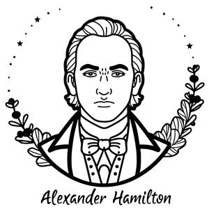Página para Colorir Página para Colorir Imprimível com Alexander Hamilton