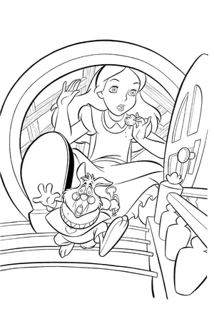 Página para Colorir Alice e o Coelho Branco