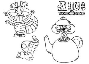 Página de Colorir Grátis Alice no País das Maravilhas