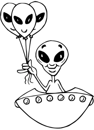 Página para Colorir Alienígena com Balões