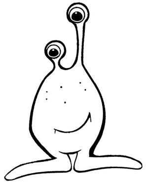 Página para Colorir Um Alienígena com um Sorriso