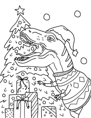 Página para Colorir Allosaurus no Natal