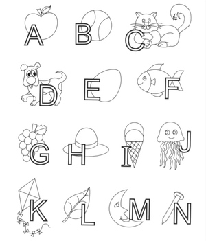 Página para Colorir Alfabeto e Letras A-Z - Folha 1