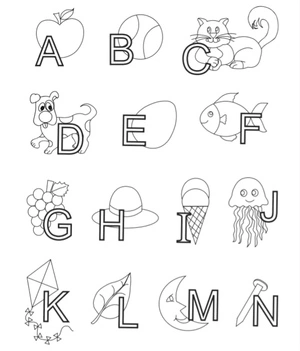 Página para Colorir Página para Colorir Alfabeto e Letras A-Z - Folha 1