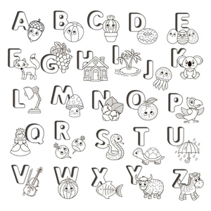 Página de Colorir do Alfabeto com Letras de A a Z - Página 5