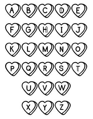 Letras do Alfabeto A-Z com Coração