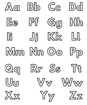 Página para Colorir Página para colorir do Alfabeto e Letra A a Z em Maiúsculas e Minúsculas