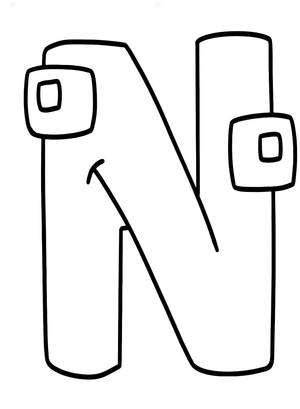 Página para Colorir Letra N em Terra do Alfabeto