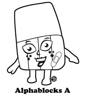 Página para Colorir Letra A Alphablocks