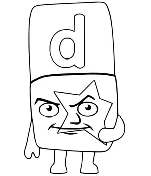Página para Colorir Letra D Alphablocks