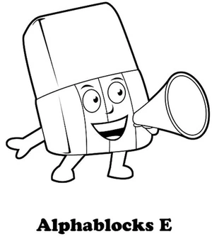 Página para Colorir Letra E Alphablocks