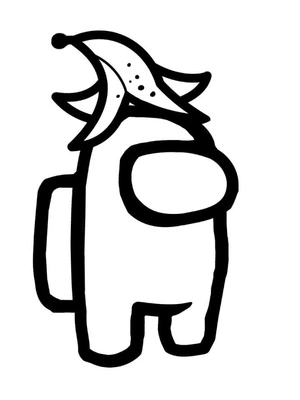 Página para Colorir Personagem de Among Us usando chapéu de banana