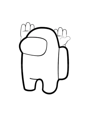 Página para Colorir Among Us em Pose de Mãos Duplas