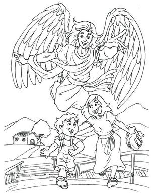 Página para Colorir Crianças Angelicais
