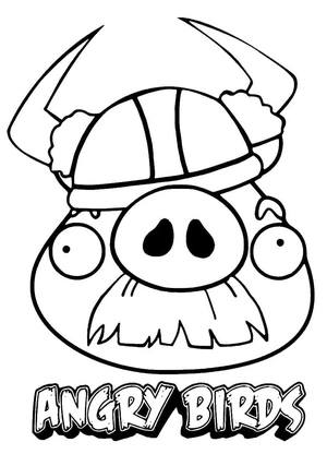 Porquinho Bigode com capacete, medium Angry Birds coloring page, free printable