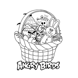 Cesta de Páscoa com Angry Birds, detalhado Angry Birds coloring page, free printable