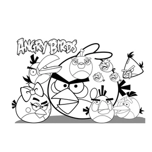 Amigos do Angry Birds juntos, página para colorir detalhada, imprimível grátis