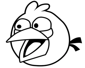 Jay dos Angry Birds sorrindo, fácil página de colorir Angry Birds, imprimível grátis
