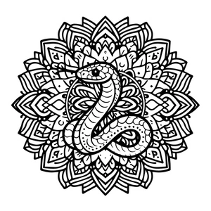 Página para Colorir Mandala da Serpente Majestosa