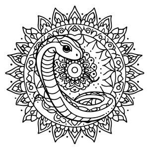 Página para Colorir Mandala de uma Cobra Amigável