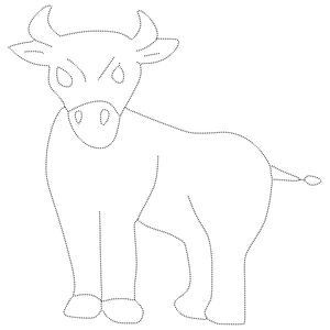 Boi contornado, fácil contorno de animais, página para colorir grátis