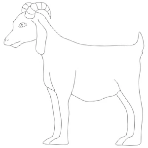 Rastreio de cabra, fácil contorno de animais, página para colorir grátis